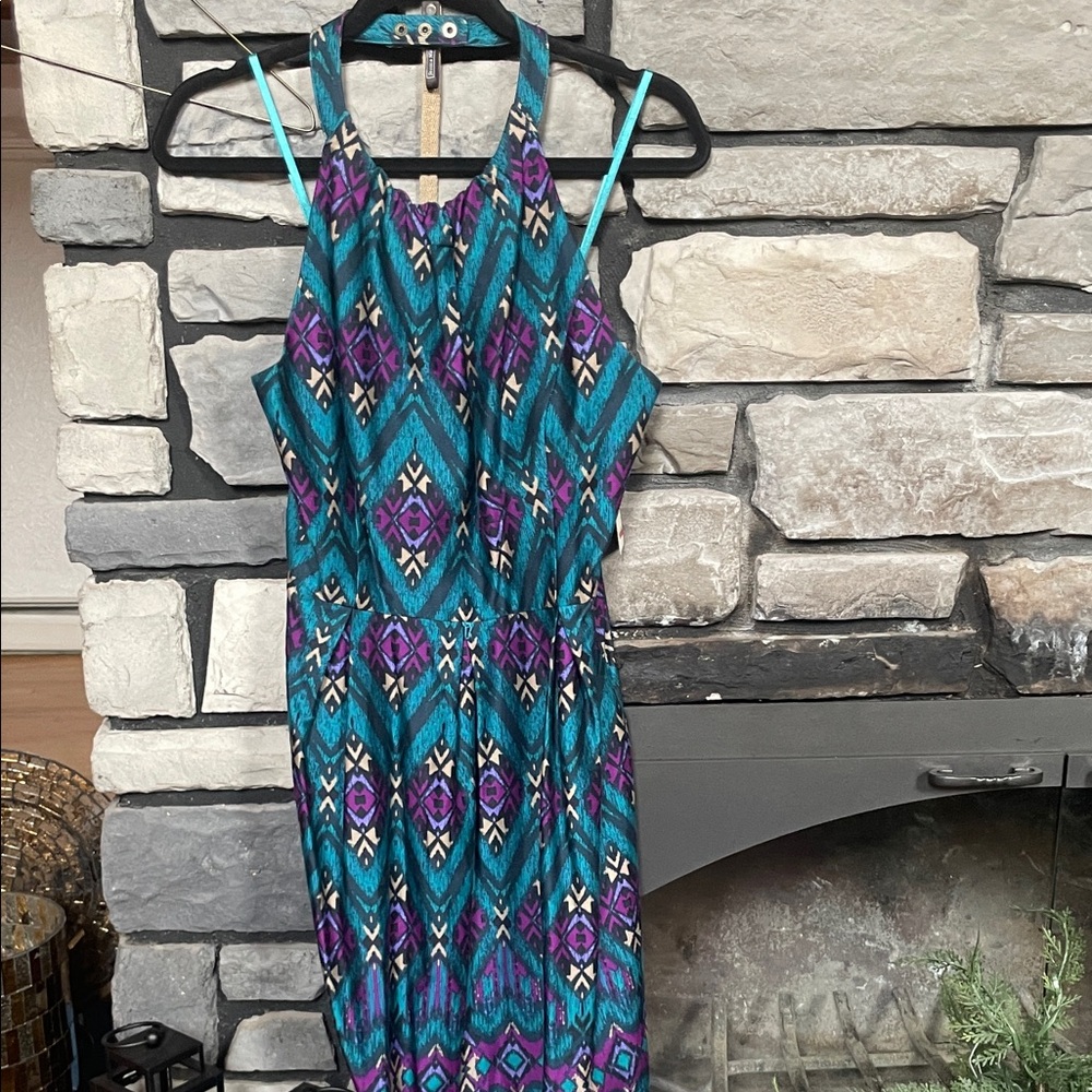 Halter Neck Geometric Print Dress